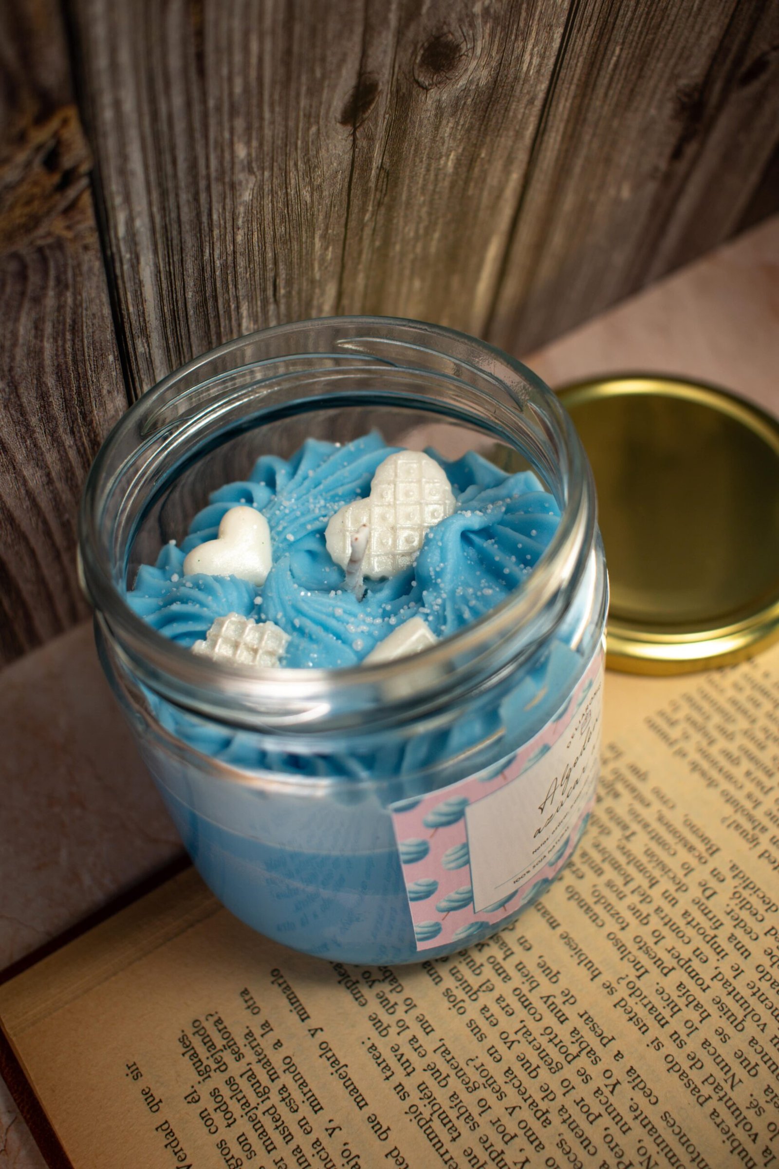 Vela aromática de Algodón de azúcar azul