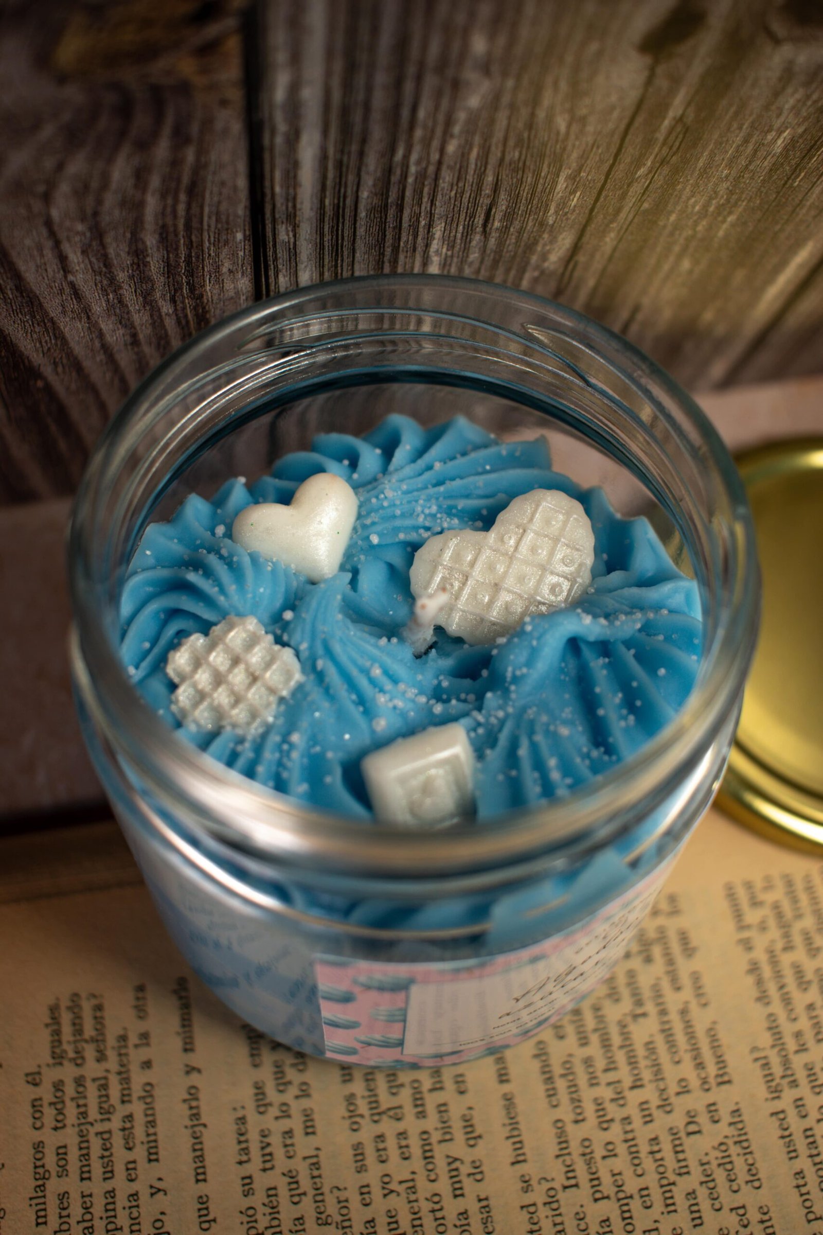 Vela aromática de Algodón de azúcar azul