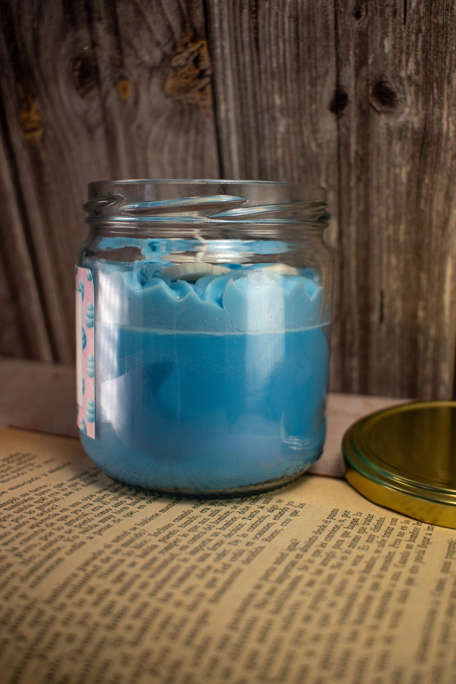 Vela aromática de Algodón de azúcar azul